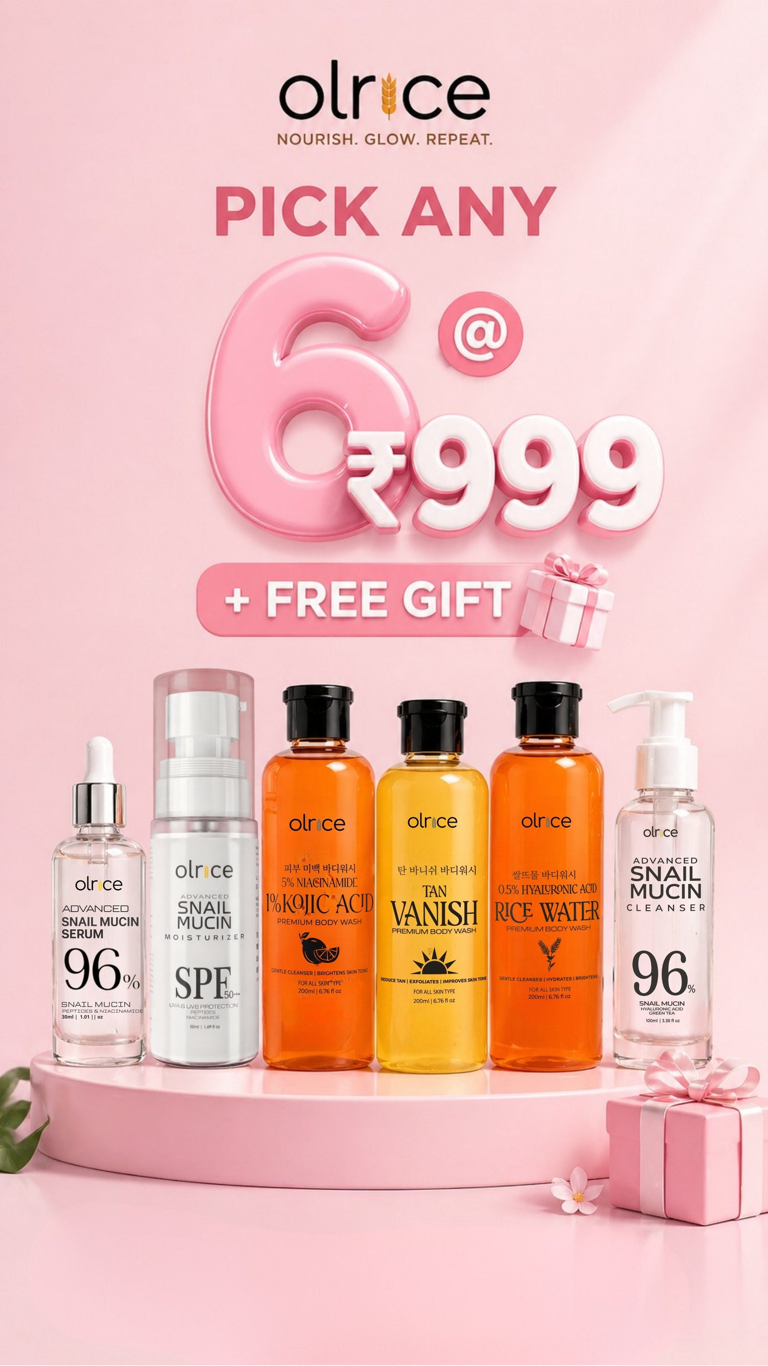 Your Custom Skincare Box — Any 6 for ₹999 - OLRICE SKINCARE