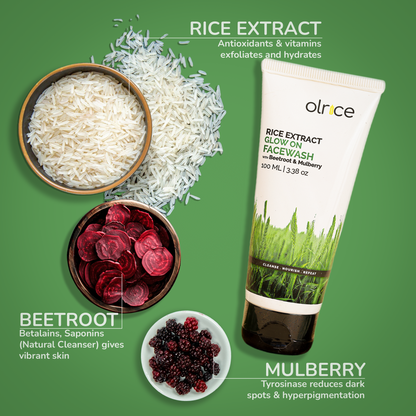 RICE EXTRACT GLOW ON FACEWASH-With Beetroot & Mulberry