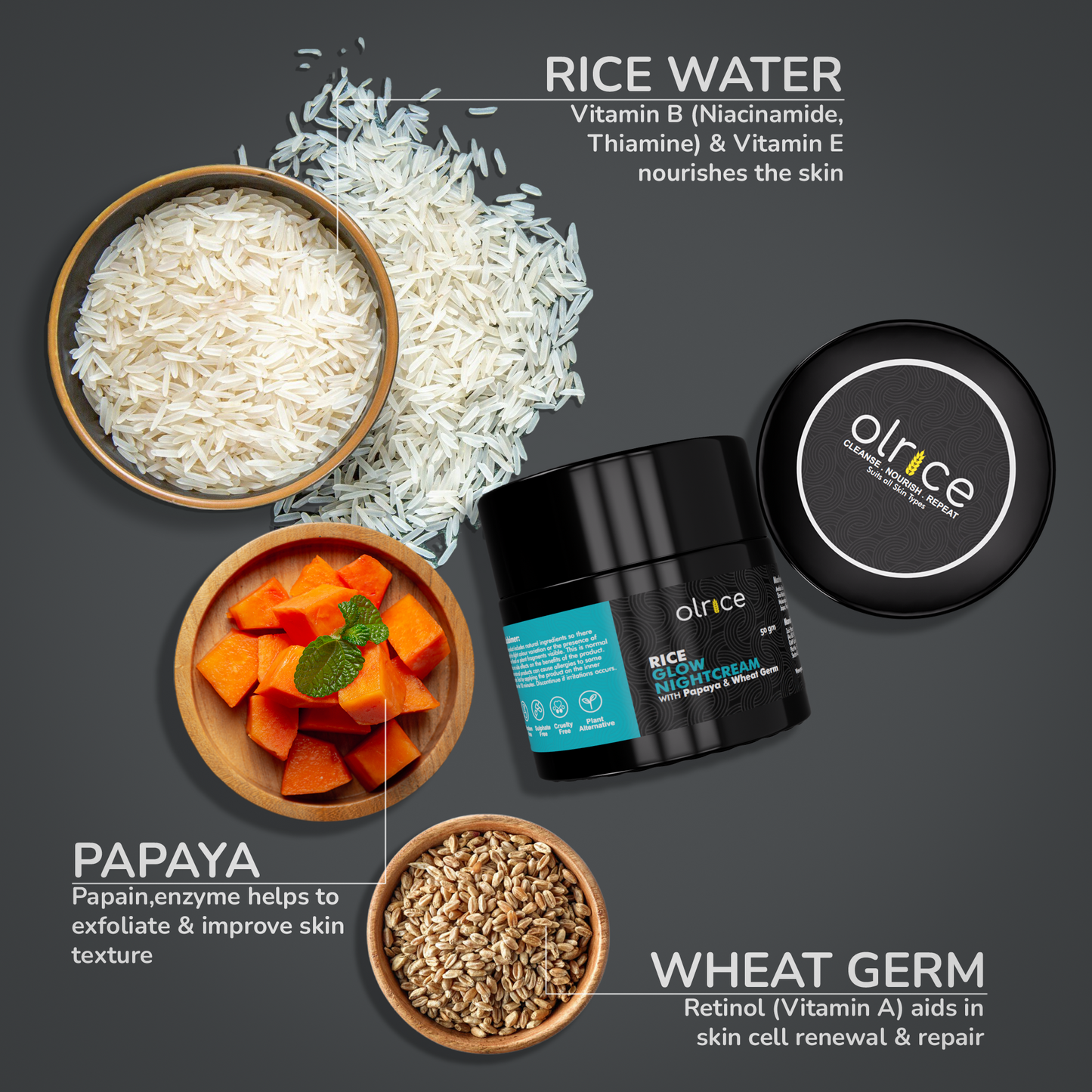 RICE GLOW NIGHT CREAM -With Papaya & Wheat Germ