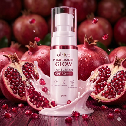 OLRICE Pomegranate Glow Sunscreen SPF 50+++ |  UV Protection | Hydration | Fades Hyperpigmentation  50ml - OLRICE SKINCARE