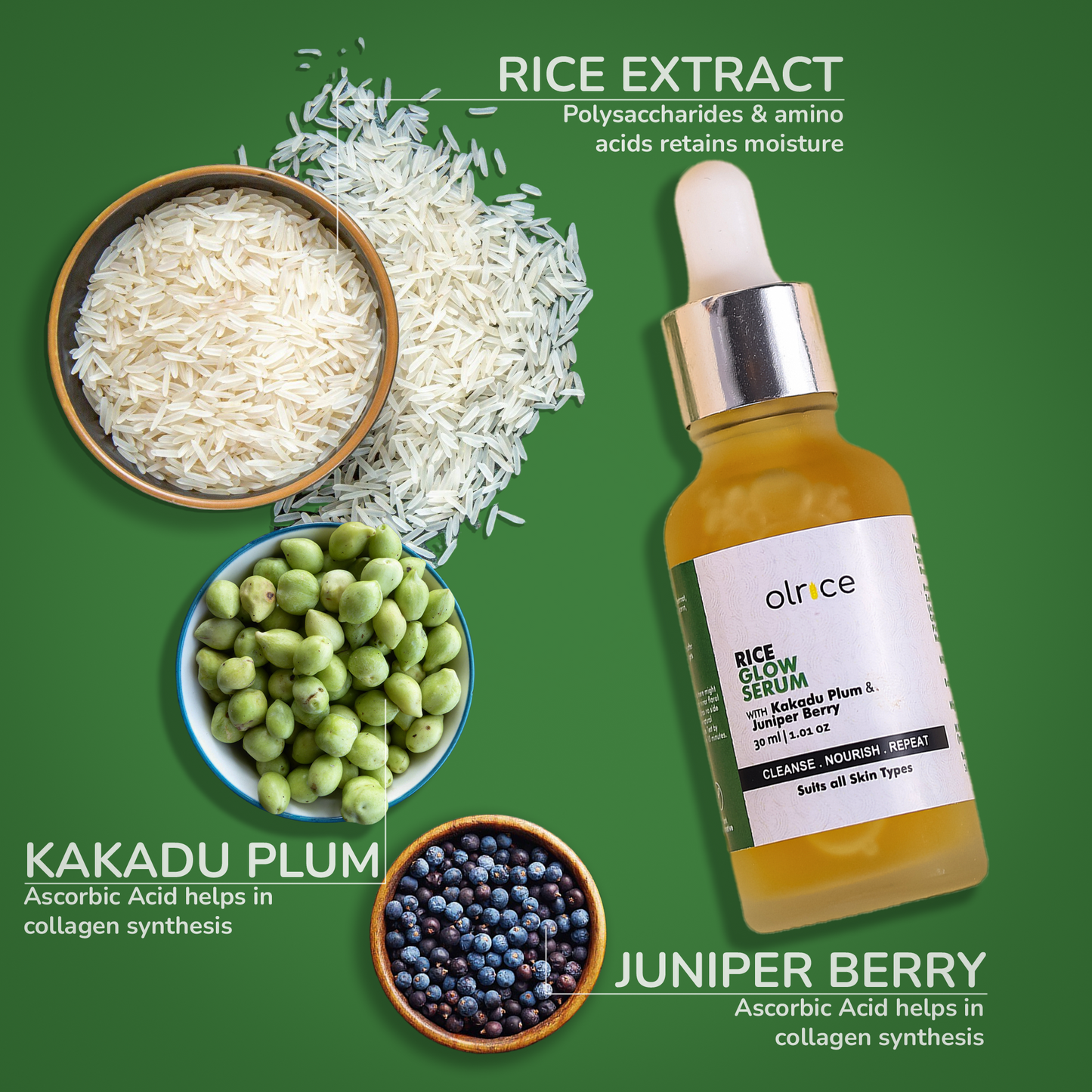 RICE GLOW SERUM-With Kakadu Plum & Juniper Berry