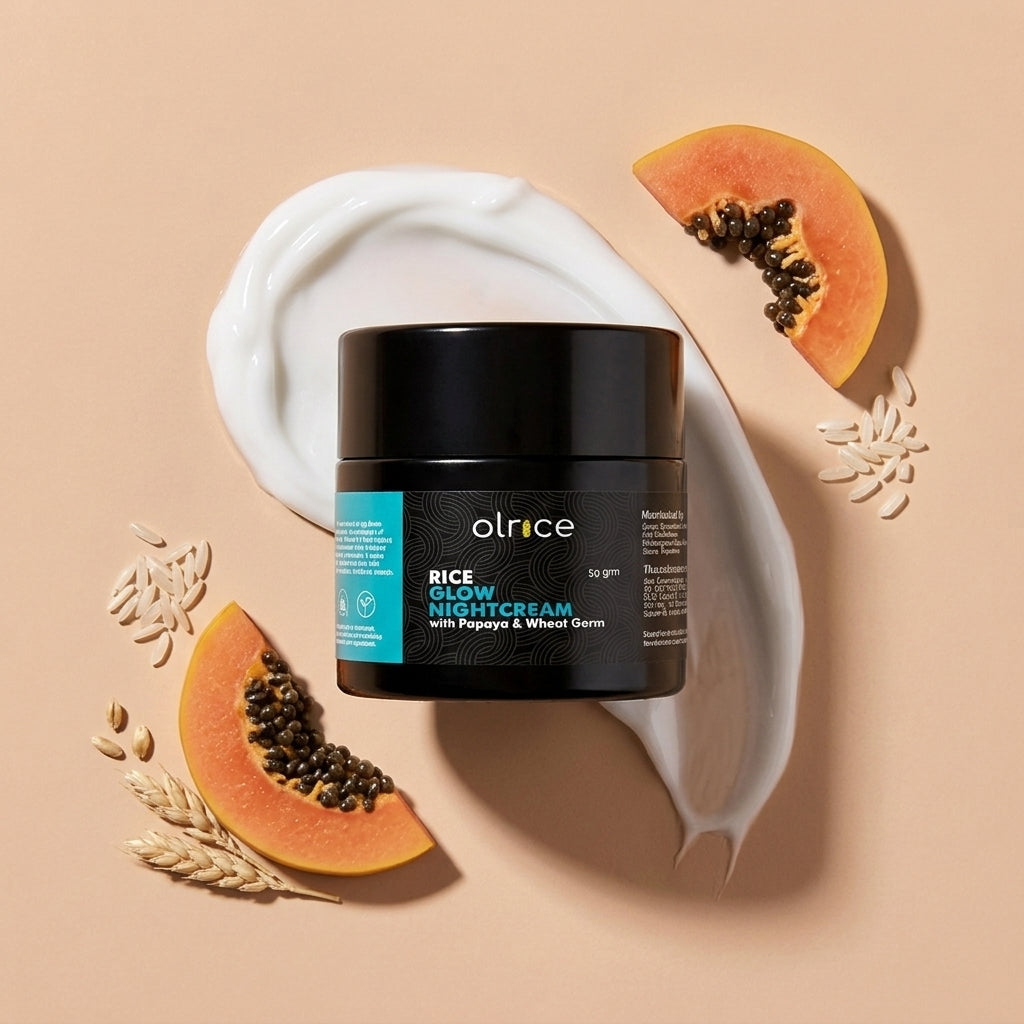 RICE GLOW NIGHT CREAM with Papaya & Wheat Germ for Radiant, Glowing Skin