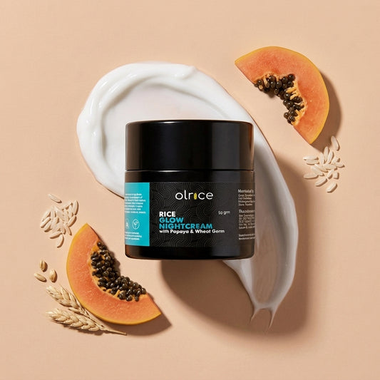 RICE GLOW NIGHT CREAM with Papaya & Wheat Germ for Radiant, Glowing Skin