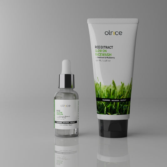 SILKEN RICE SET (Rice Extract Glow On Facewash + Rice Glow Serum )