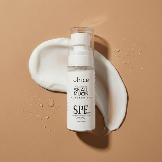 Advanced Snail Mucin Moisturizer with SPF 50 PA+++ | Hydrating Sunscreen with Niacinamide & Hyaluronic Acid for Oily & Acne-Prone Skin | Broad Spectrum UVA/UVB Protection, 50ml - OLRICE SKINCARE